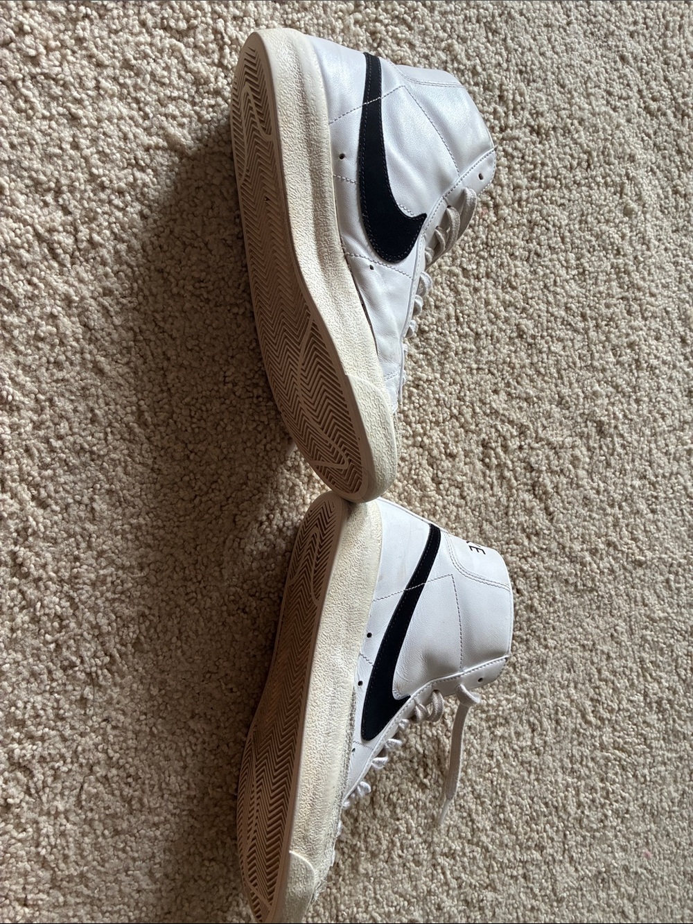 Nike Blazers - White High-Top Sneakers with Black Swoosh - 8.5